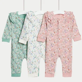 Pure Cotton Floral Sleepsuits